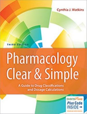 Test Bank for Pharmacology Clear and Simple 3rd Edition Watkins